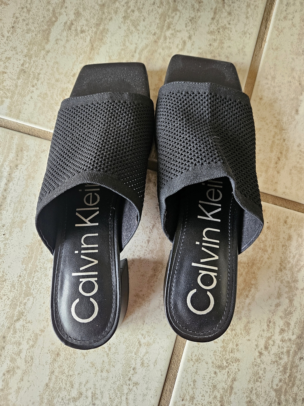 Calvin Klein Women's Black Woven Mules, Size 7.5